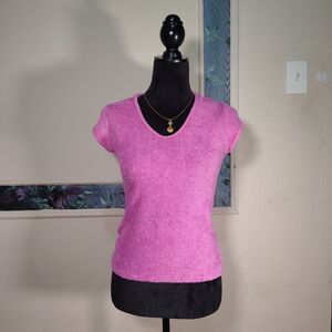 VTG Retro 70s Pink Terry Cloth Short Sleeve Top/T473